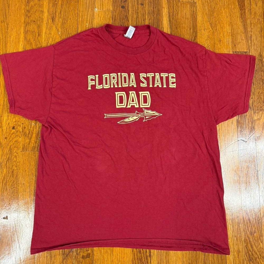 Men's Florida State Dad Gildan T-Shirt Red/Gold Size XL Fits Like Large